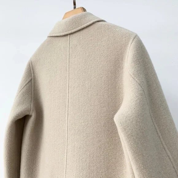 ⛄️CLAUDIE PIERLOT double-breasted patch pocket long wool blend coat NWOT - Picture 8 of 15